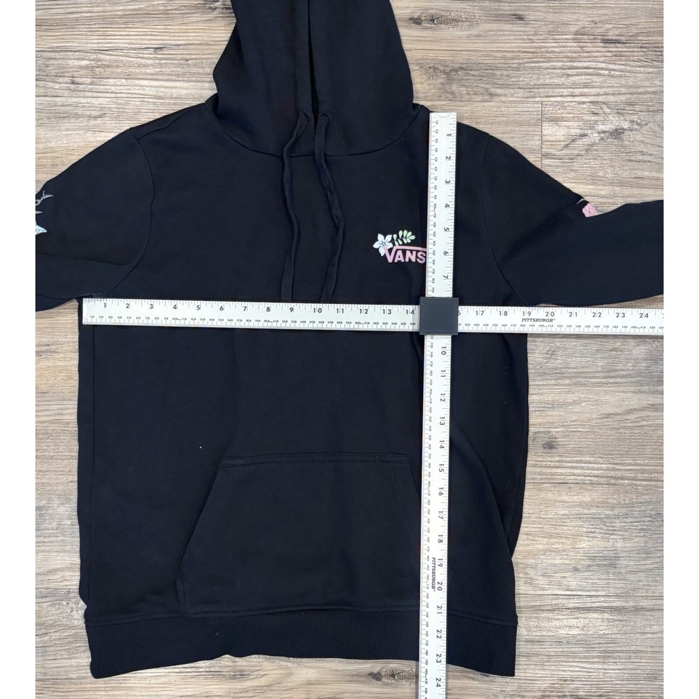 Vans Barbed Floral pink and white flowers Floral Sleeve Hoodie Black Pullover M - Picture 12 of 15